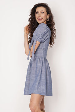 Maribel Viscose-Linen Dress Blue