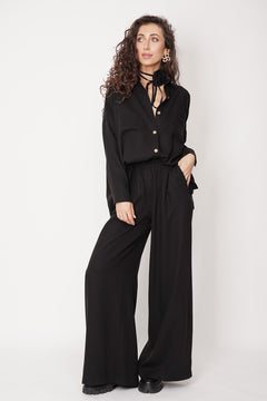 Wide Tencel Trousers Black