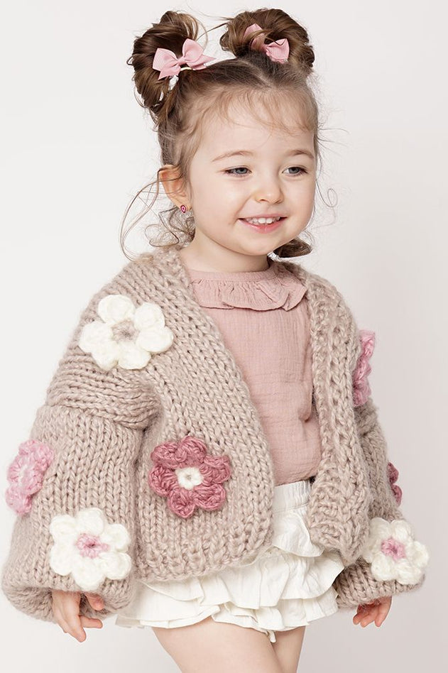 Kids' Petit Handmade Flower Sweater Beige