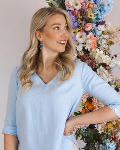 Vera Linen Blouse Sky Blue