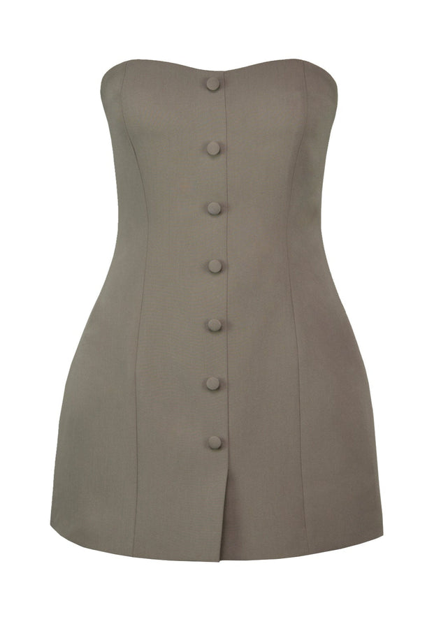 Jagger Strapless Mini Jurk Taupe