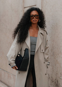 90's Long Trench Coat Beige