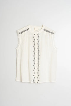 Cross Stitch Emroidered Shirt Ecru