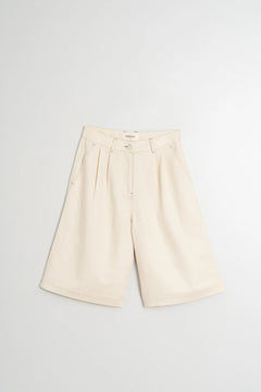 Gabardine Contrast Bermuda Shorts Ecru