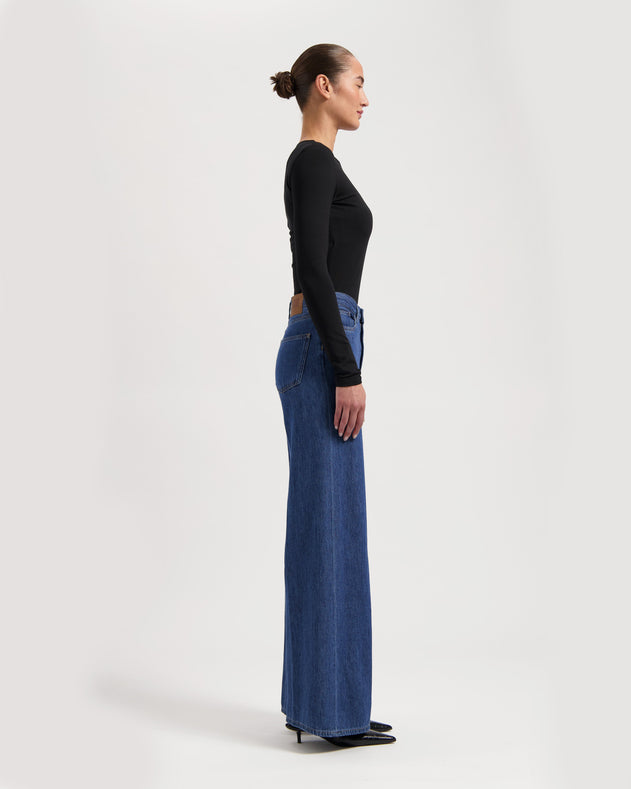 Sara High Loose Flow Jeans Stone Indigo