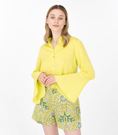 Lime Shirt met Uitlopende Mouwen