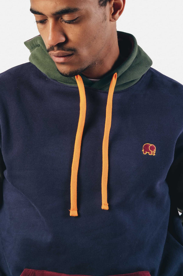 Kleurblok hoodie trendsplant blauw