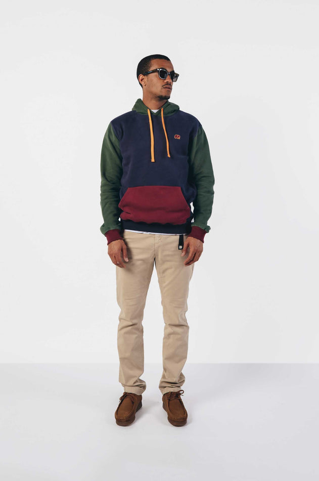 Kleurblok hoodie trendsplant blauw