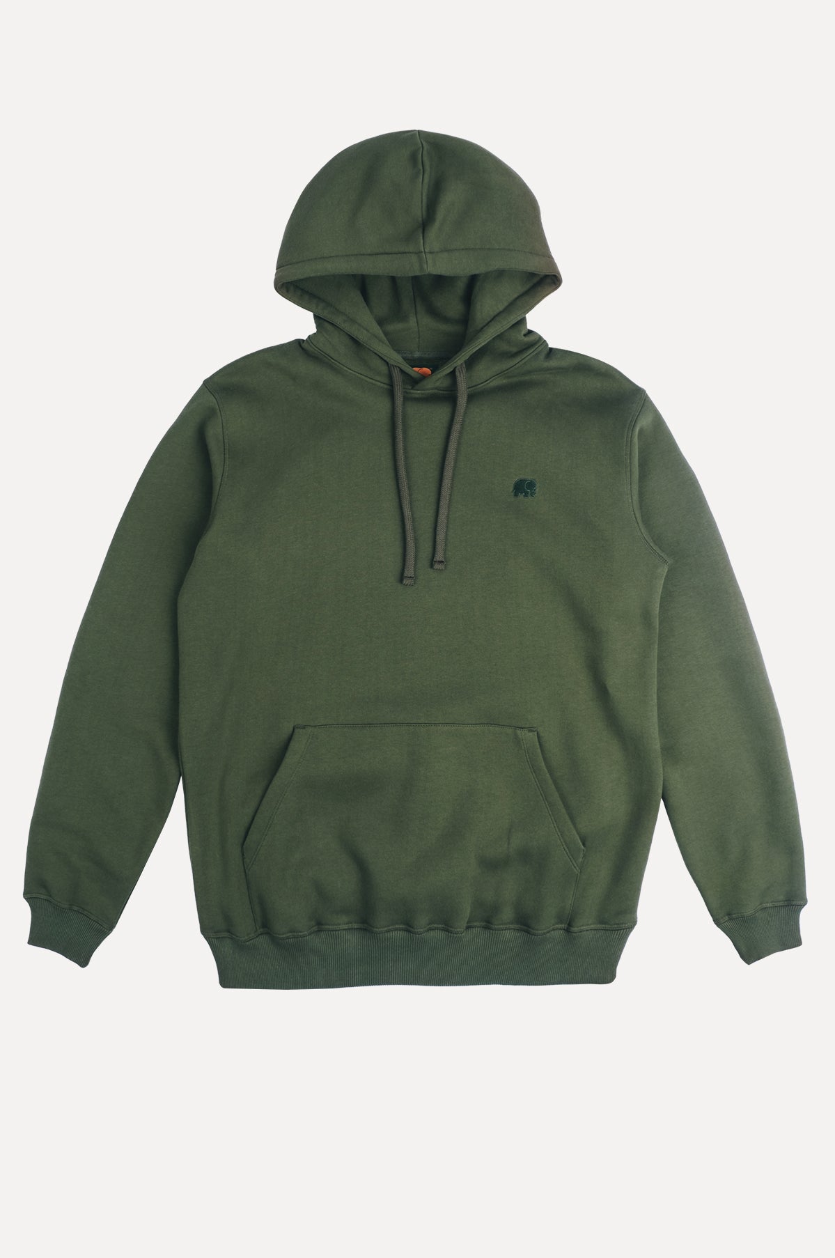 Organische essentiële hoodie donkere olijf