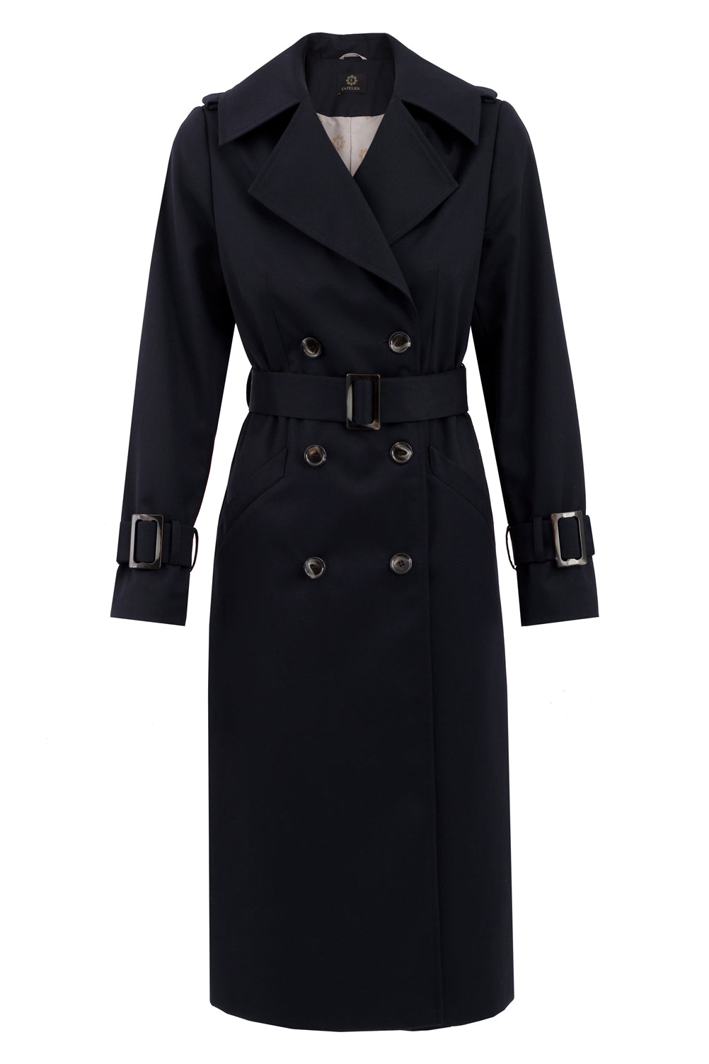 Enteliér Wollen Trenchcoat Marineblauw