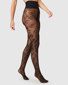 Flora Flower Tights Black