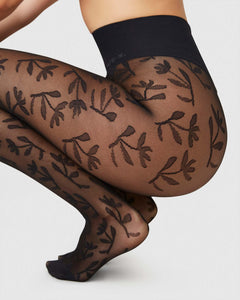 Flora Flower Tights Black