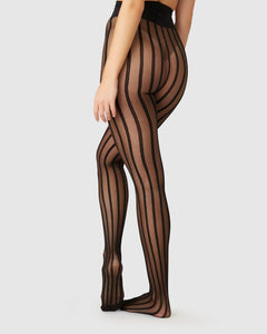 Siri Stripe Tights Black