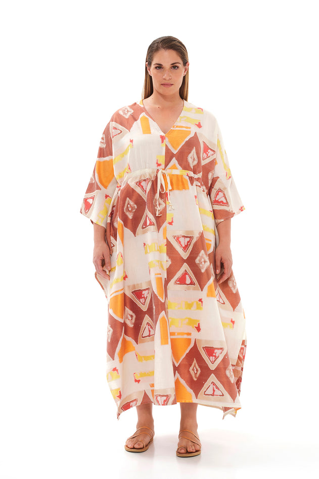 Embroidered Kaftan Orange