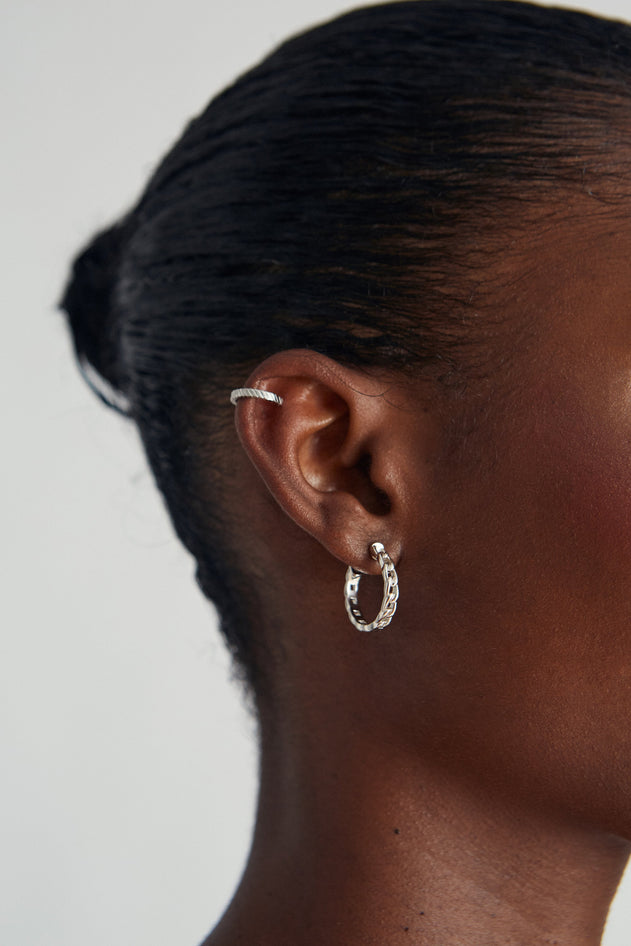 Chain Creole Earrings Silver