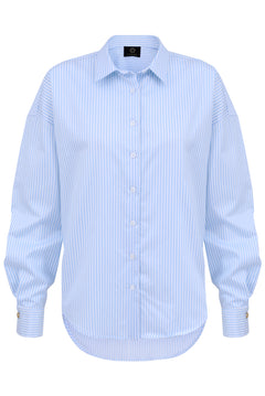 Klassiek blauw gestreept oversized shirt