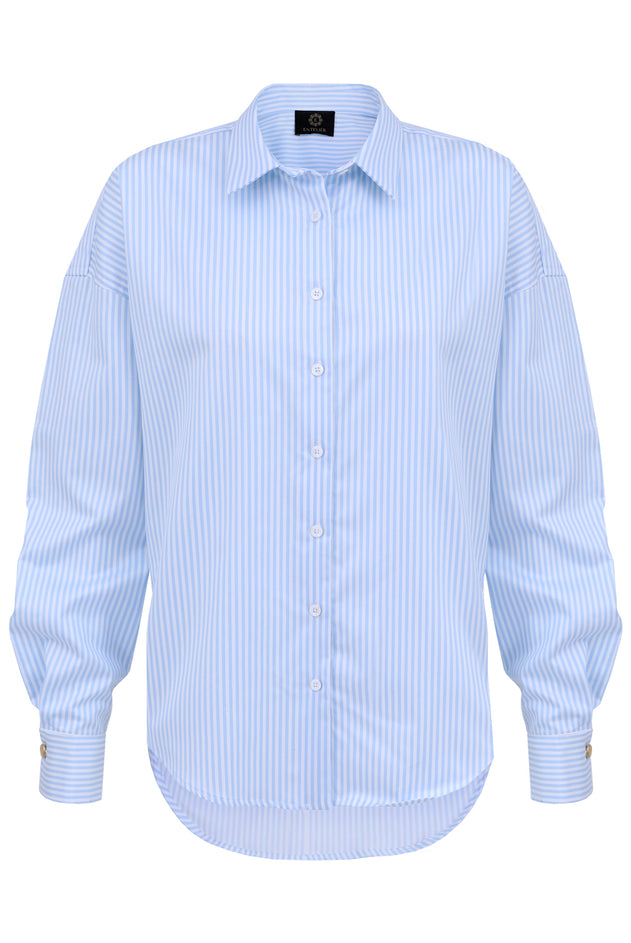 Klassiek blauw gestreept oversized shirt