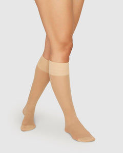 Elin Premium Knee-Highs 2-Pack Dark Beige