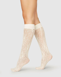 Rosa Lace Knee-Highs White