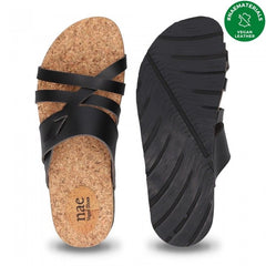 Quince zwart veganistische criss-cross sandalen