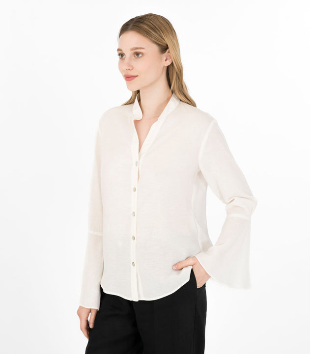 Flared Sleeve Shirt White