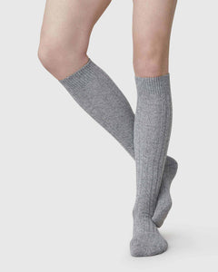 Bodil Chunky Wool Knee-Highs Grey