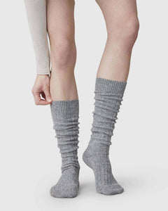 Bodil Chunky Wool Knee-Highs Grey