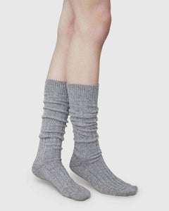 Bodil Chunky Wool Knee-Highs Grey