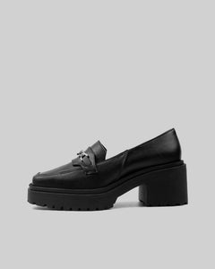 Squared dikke loafers zwarte veganistische damesloafers schoenen