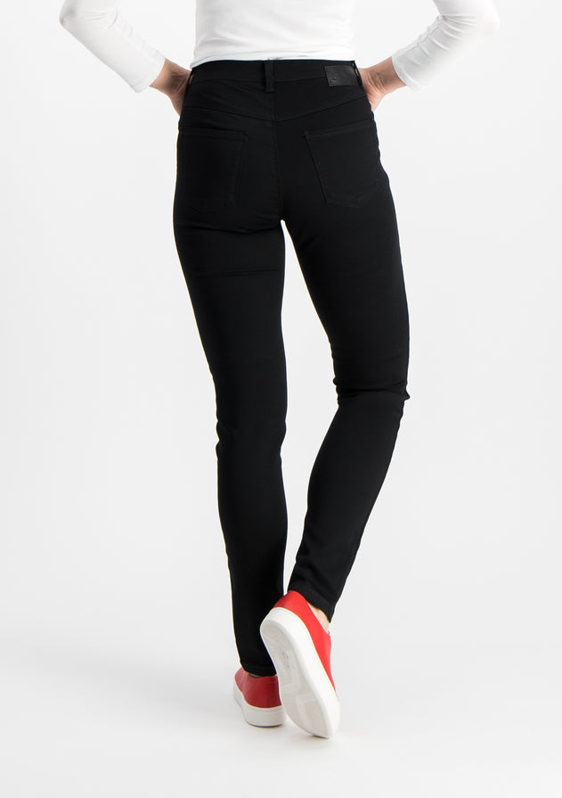 Legging Super Stretch Jeans Zwart Satijn Afwerking