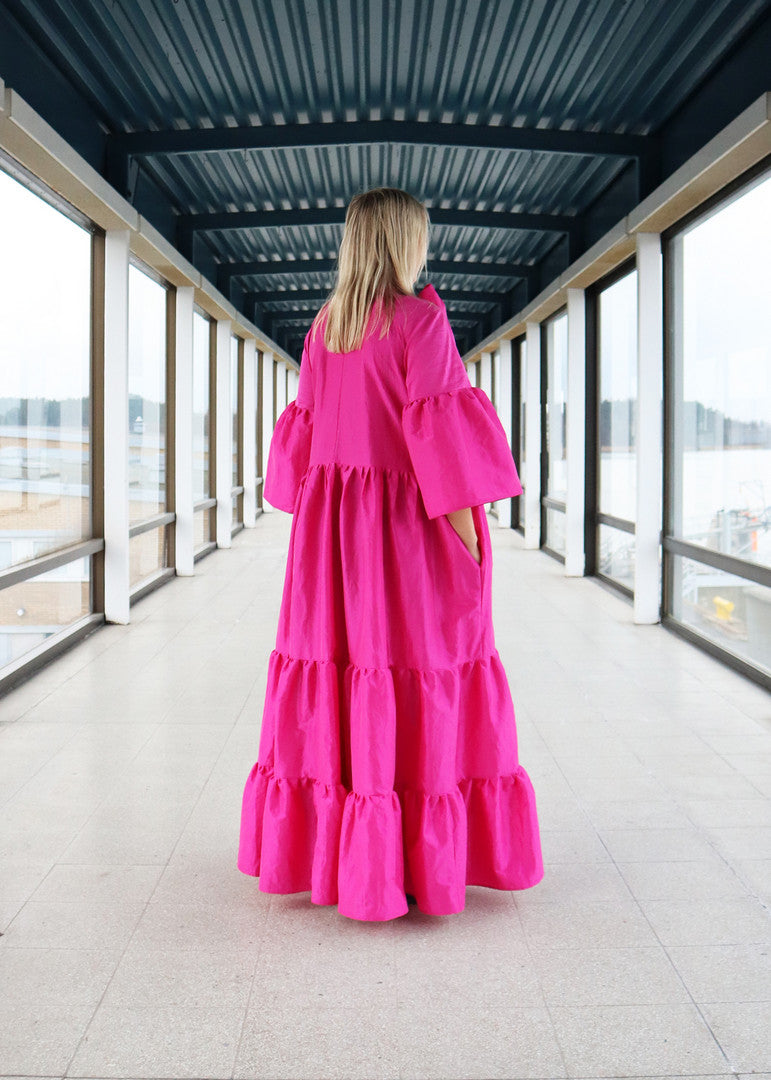 Lush Evening Dress With Bow Collar Pink