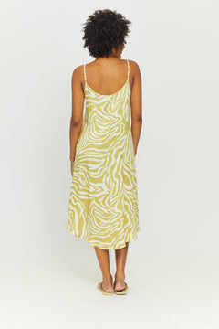 Amaya Printed Midi Dress Celery Green