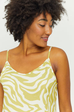 Amaya Printed Midi Dress Celery Green