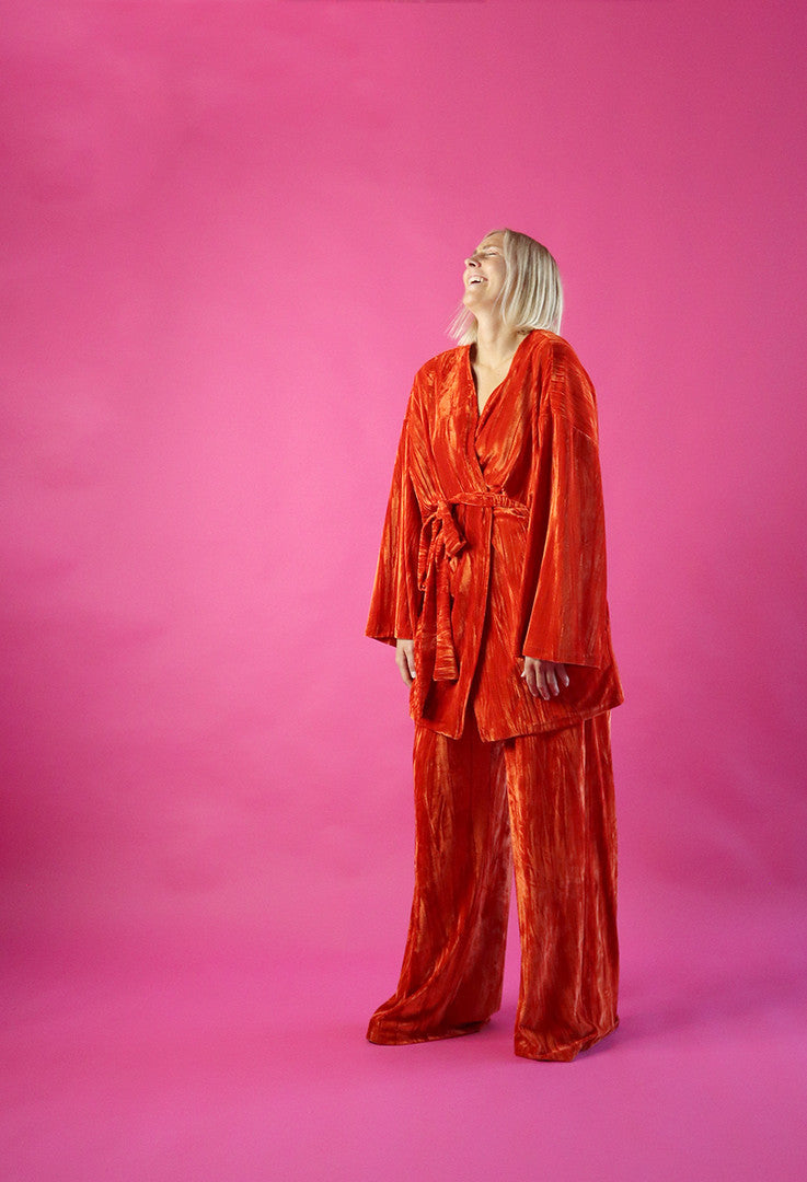 Velvet Kimono Orange