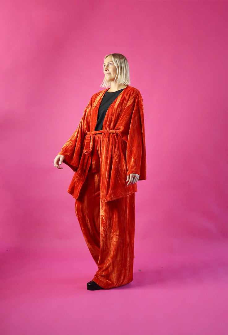 Velvet Kimono Orange