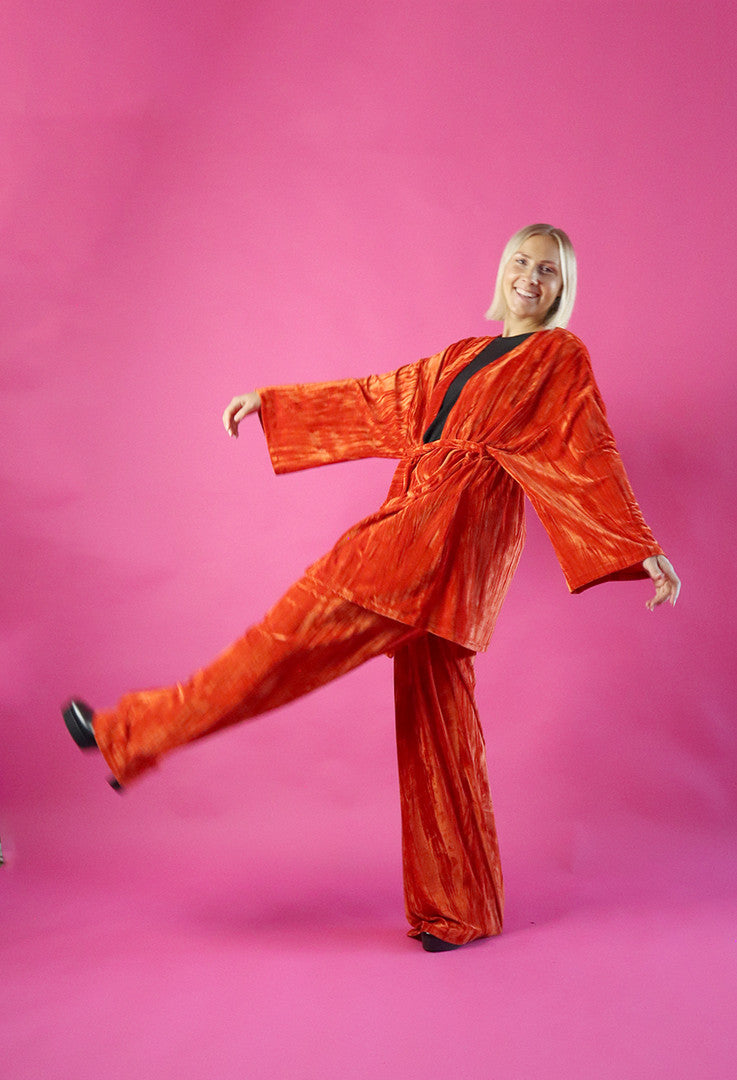 Velvet Kimono Orange