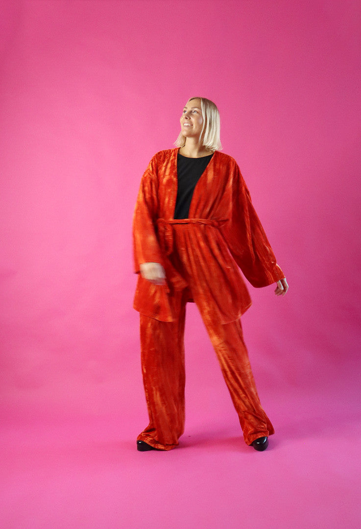 Velvet Kimono Orange