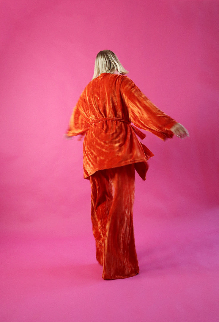 Velvet Kimono Orange