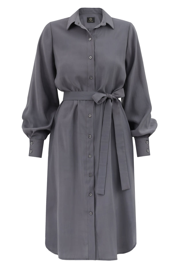 Shirt Dress Midi Grey