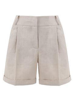 Lniane Linnen Korte broek Beige