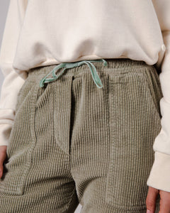 Corduroy broek met zakken lichtgroen