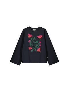 Dames's Botania geborduurd sweatshirt Zwart