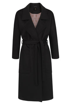 Oversized kasjmier jas zwart