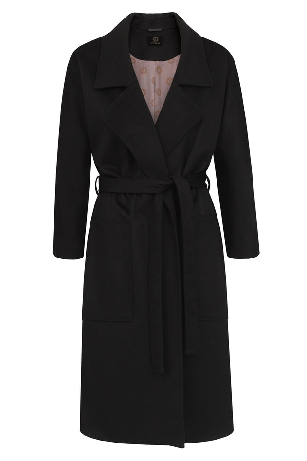Oversized kasjmier jas zwart