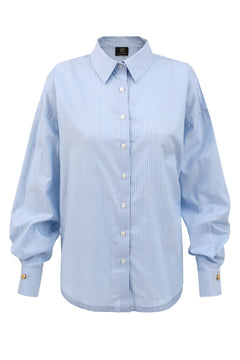 Klassiek Blauw Gestreept Oversized Shirt