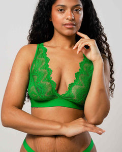 Kanten Plunge Bralette Green Ivy