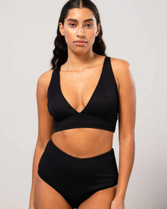 Plunge Bikini Top Zwart Rib