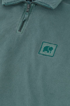 Saus loopback pigment geverfd halve zip trui gebladerte groen