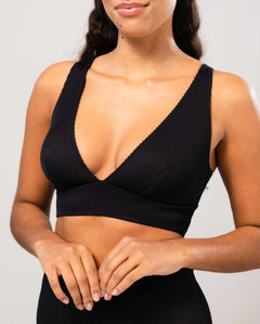 Plunge Bikini Top Zwart Rib