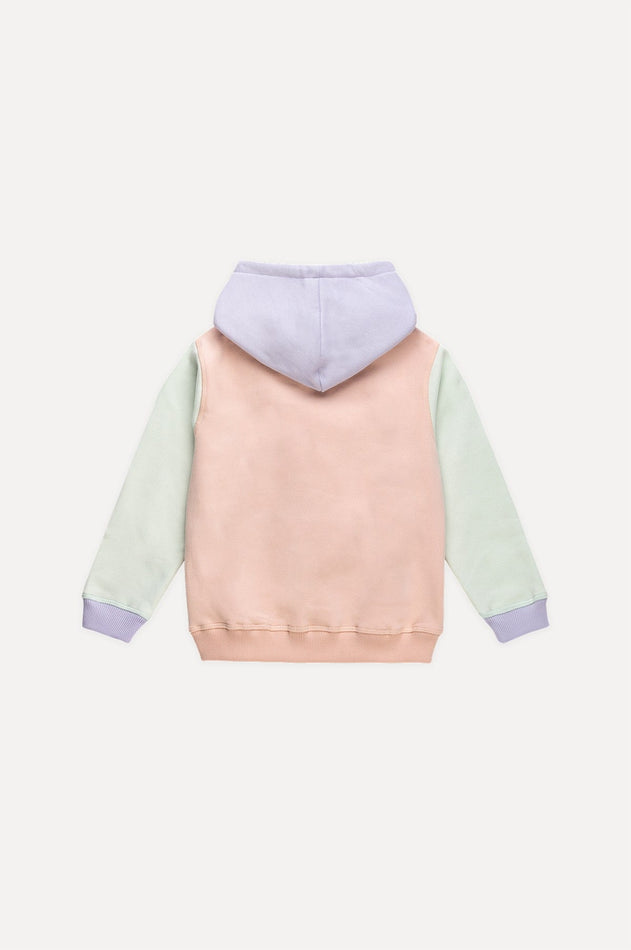 Kinderkleurblok Hoodie lichtroze